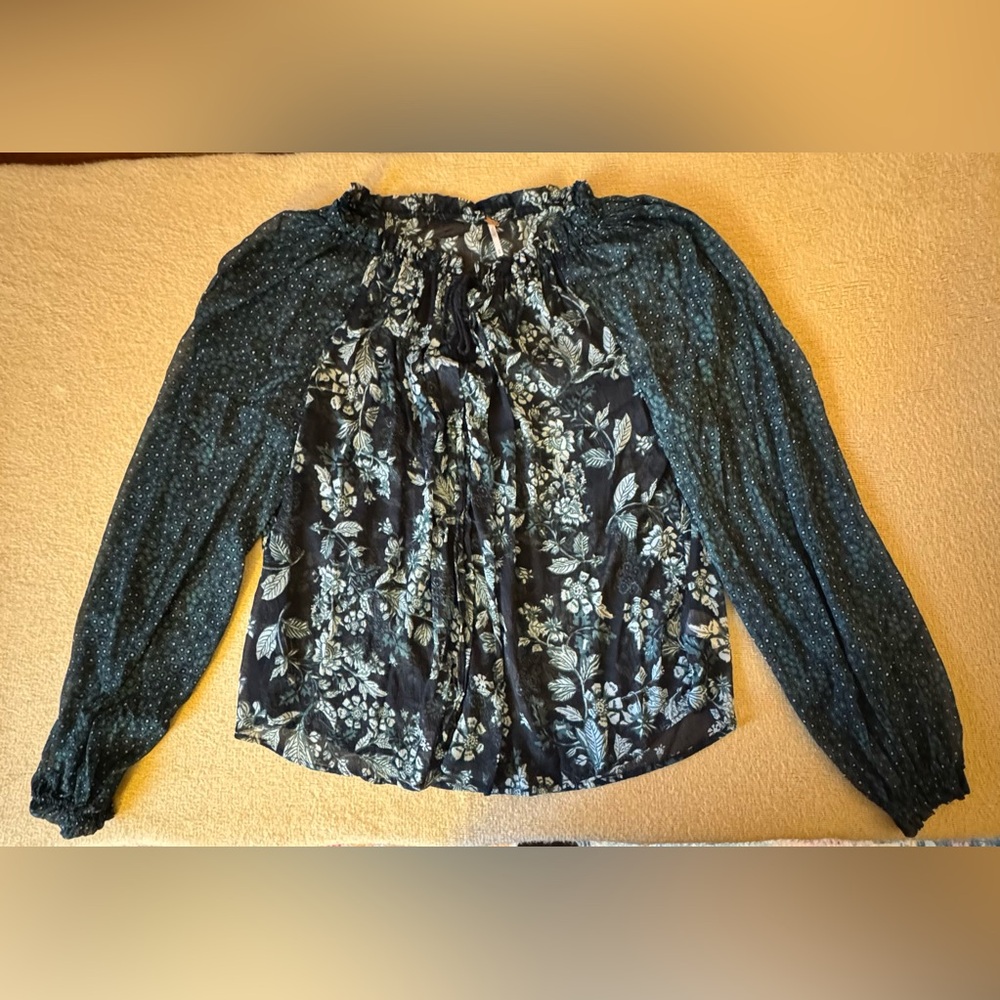 Free People Dark Floral Blouse